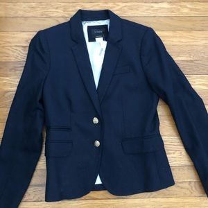 J Crew Navy Wool satin lined schoolboy blazer with brass buttons